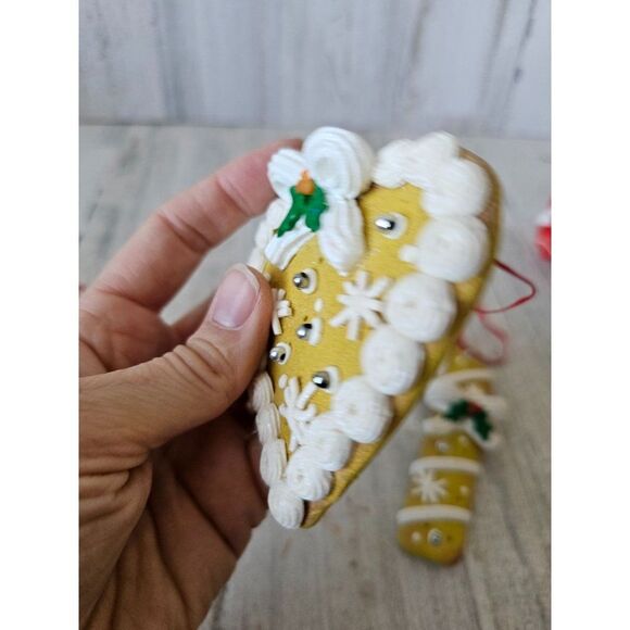 Vintage cookie candy cane heart present ornament lot clay set Xmas tree - Picture 10 of 13